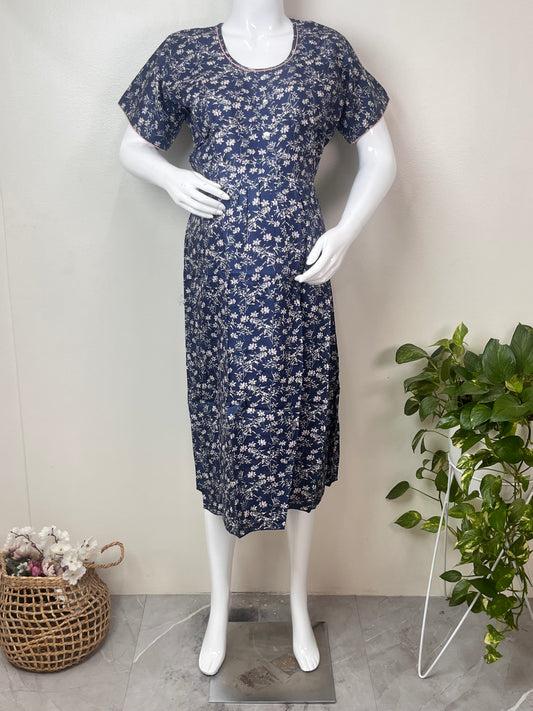 Relaxed Fit Blue Maternity Gown for Women