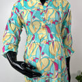 Yellow & Blue Maternity Rayon Fabric Bliss Gown