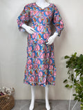Blue & Pink Rayon Fabric Breathable Maternity Gown