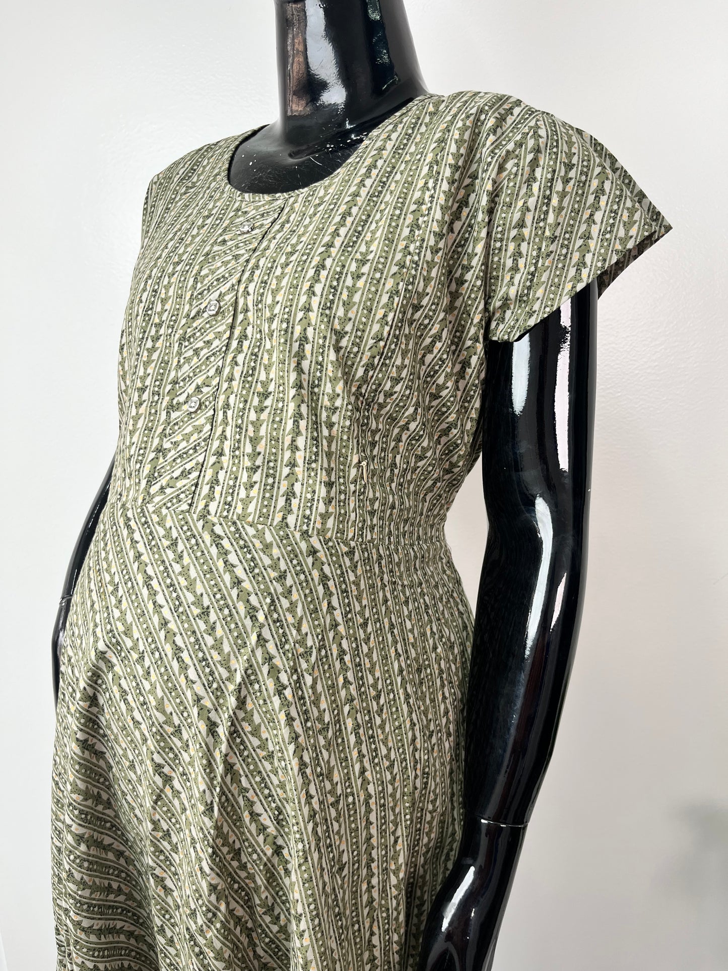 Olive Green Soft & Breathable Pure Cotton Maternity Gown