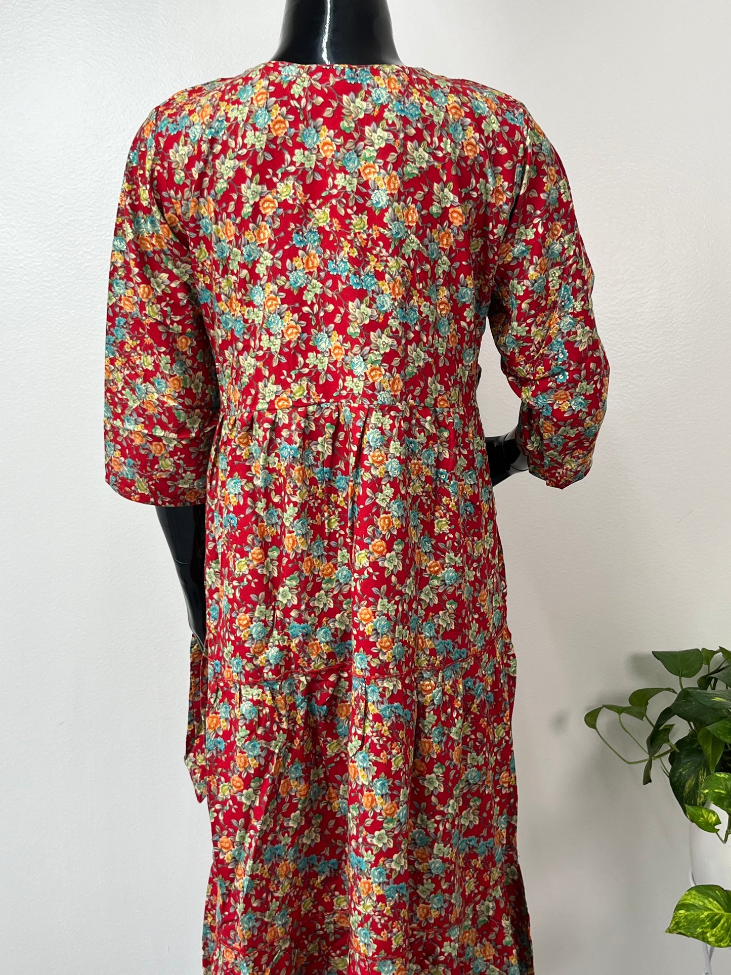 Comfort & Care Red Rayon Fabric Maternity Gown