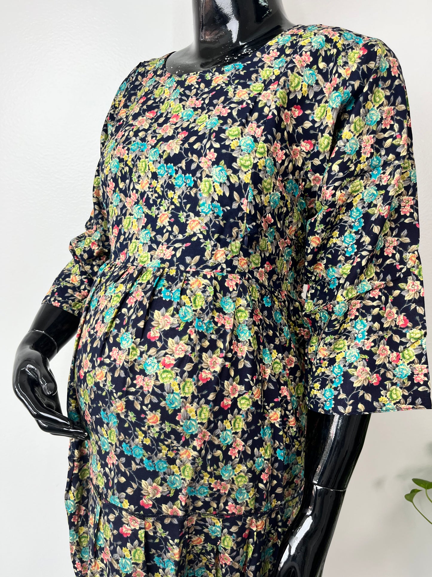 Black Soft & Breathable Rayon Fabric Maternity Gown