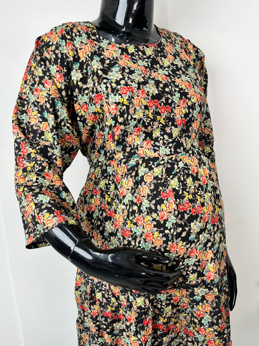 Black & Red Maternity Rayon Fabric Gown
