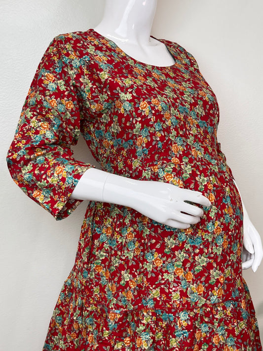 Red All Day Comfort Rayon Fabric Maternity Gown