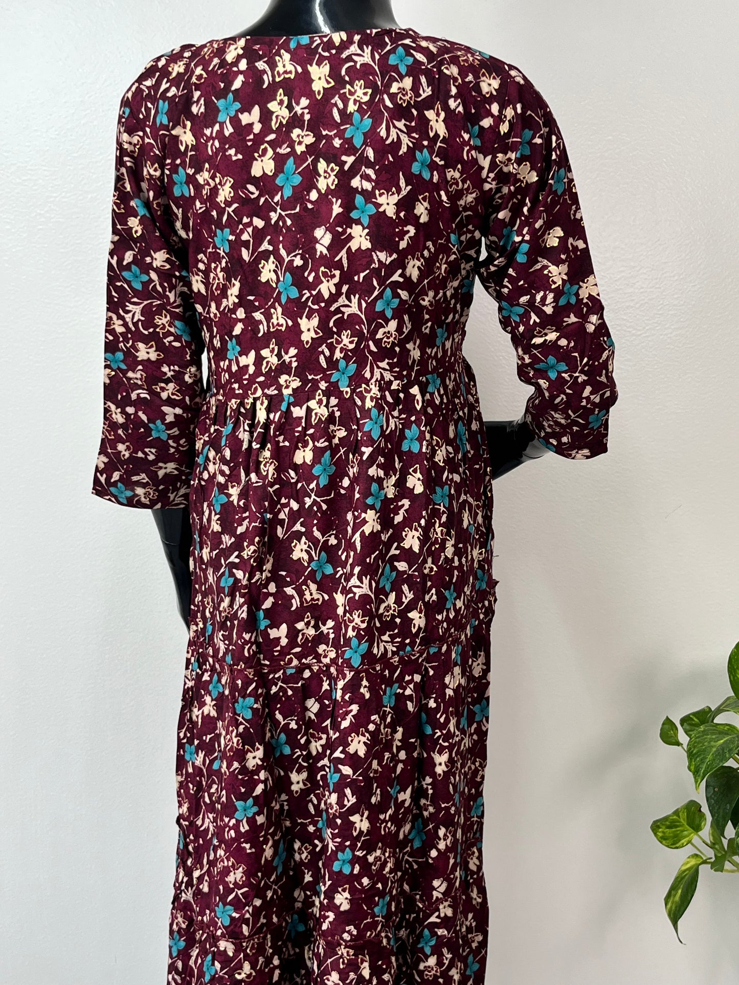 Comfort & Care Maroon Rayon Fabric Maternity Gown