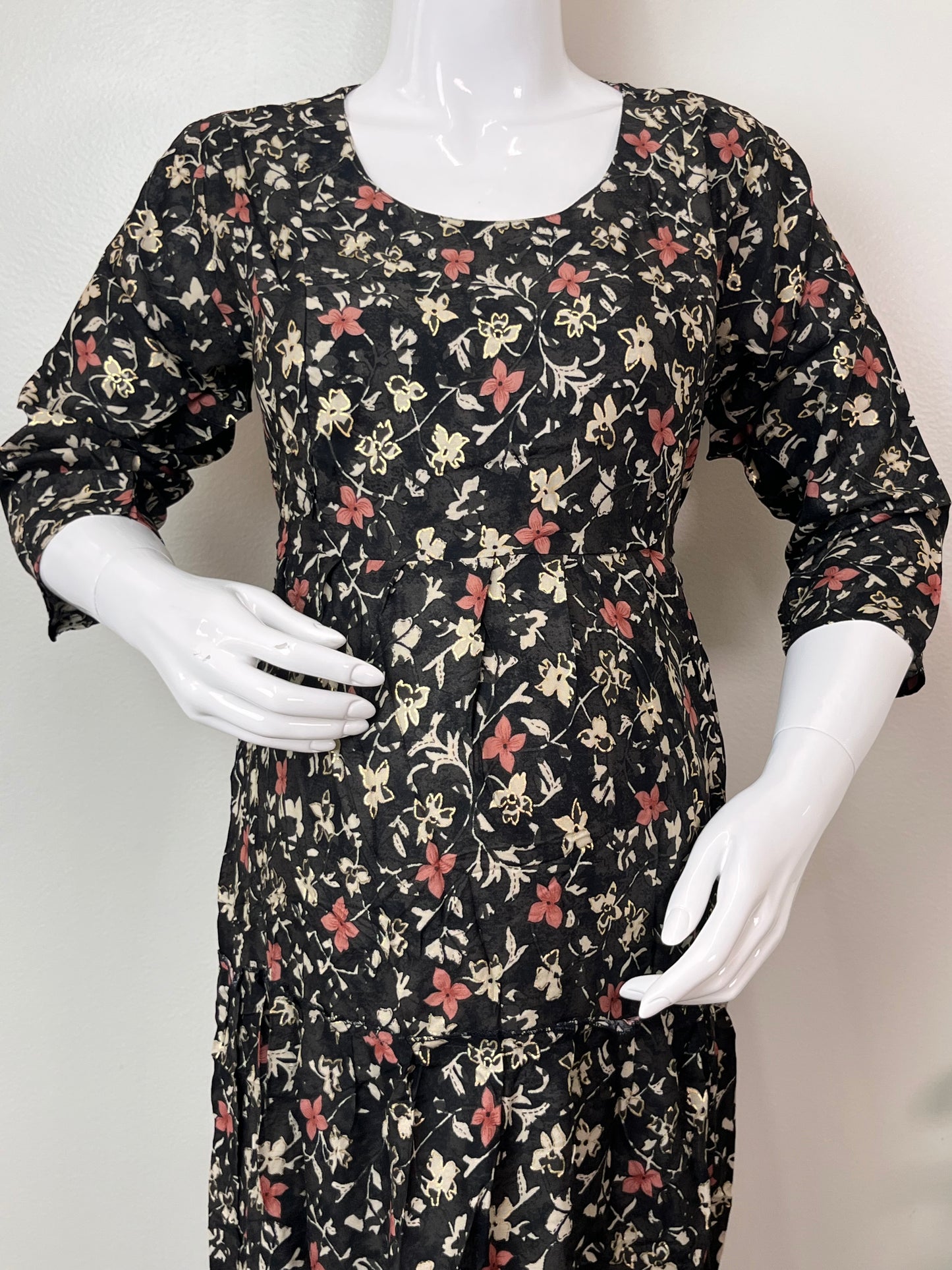 Soft Touch Black Rayon Fabric Maternity Gown