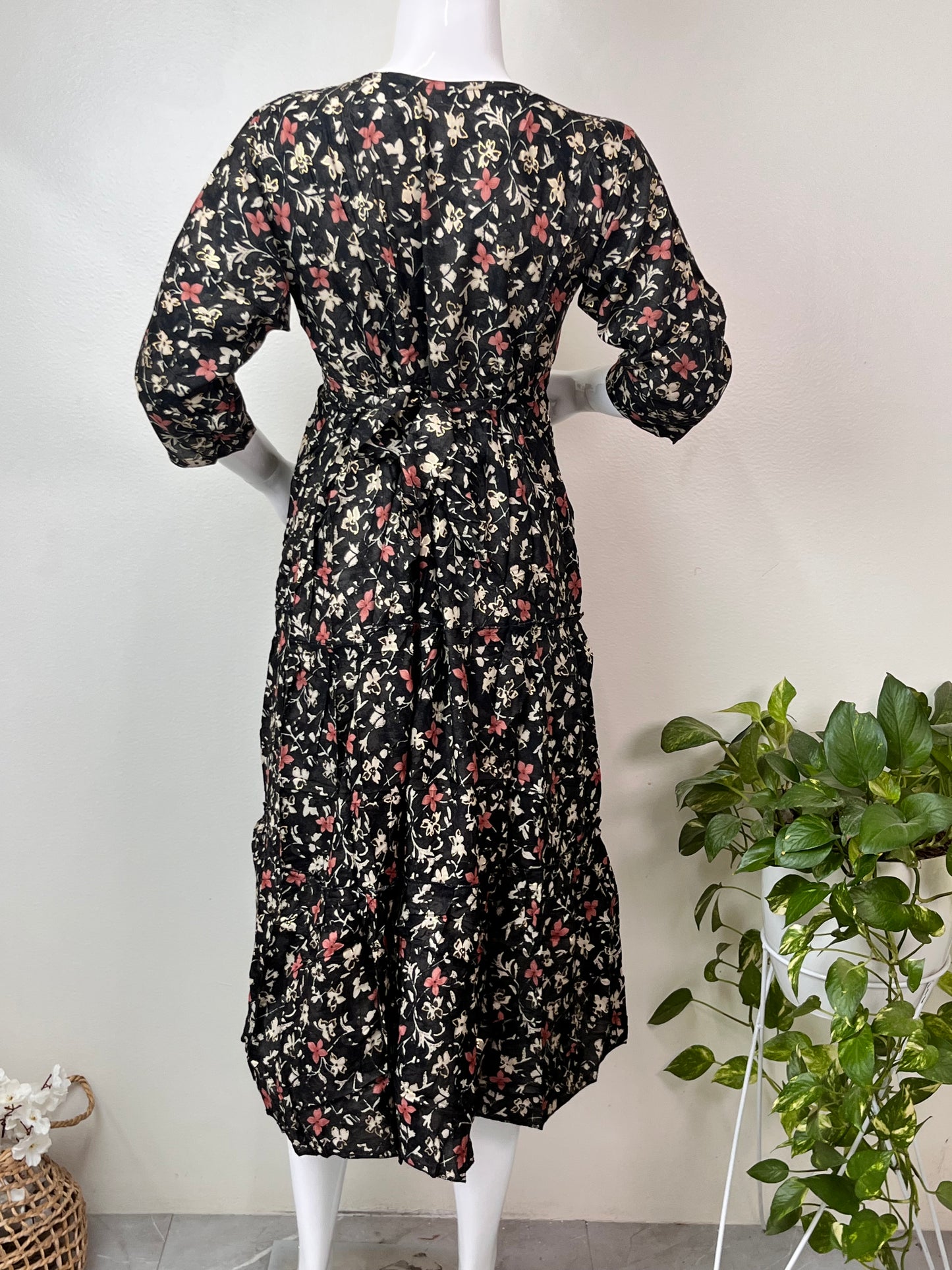 Soft Touch Black Rayon Fabric Maternity Gown