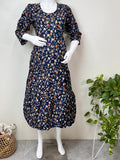 Cozy Care Navy Blue Rayon Fabric Maternity Gown