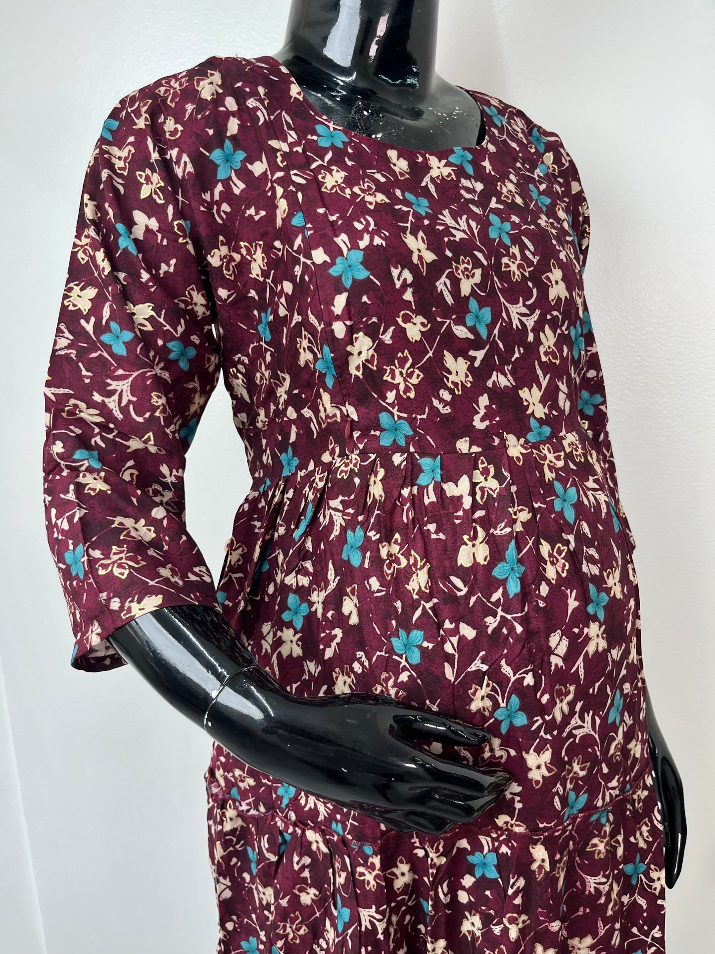 Comfort & Care Maroon Rayon Fabric Maternity Gown