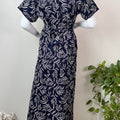 Navy Blue Rayon Fabric Maternity Comfort Gown