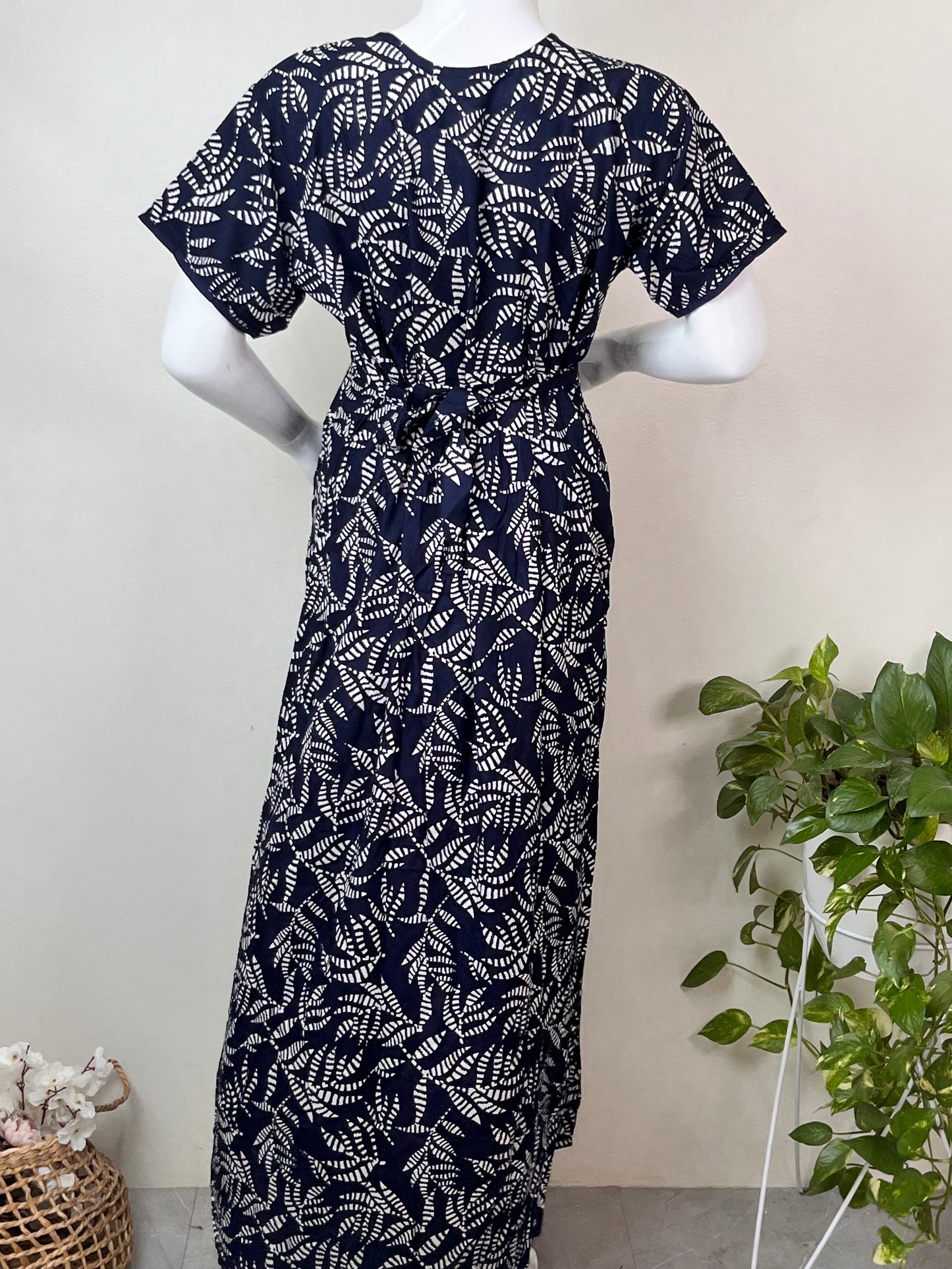 Navy Blue Rayon Fabric Maternity Comfort Gown