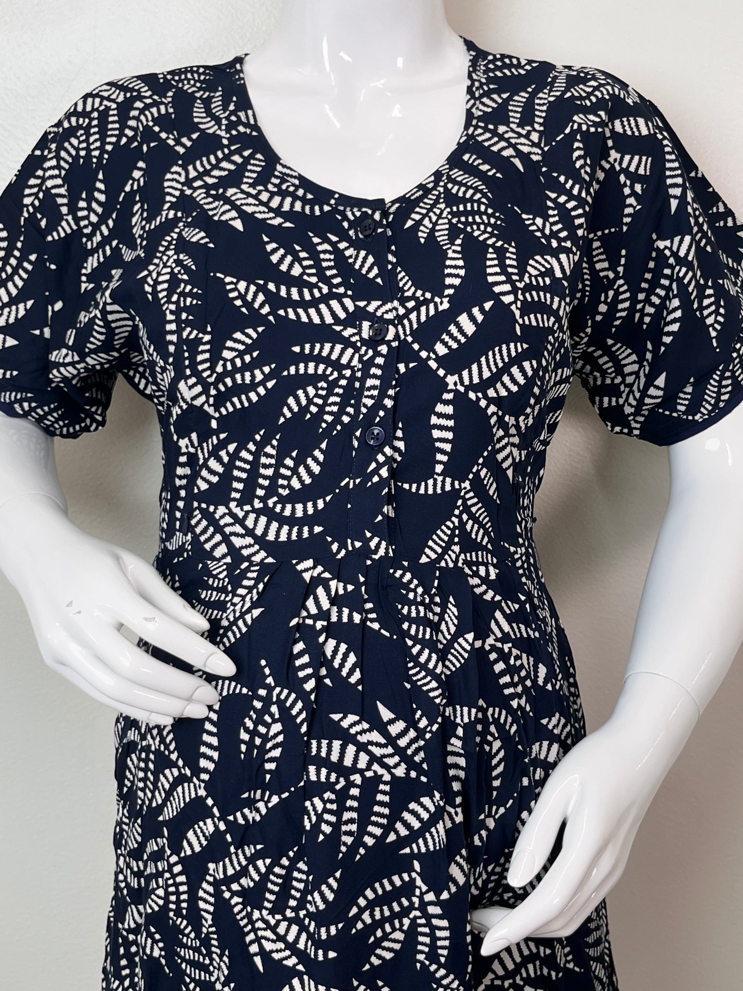 Navy Blue Rayon Fabric Maternity Comfort Gown