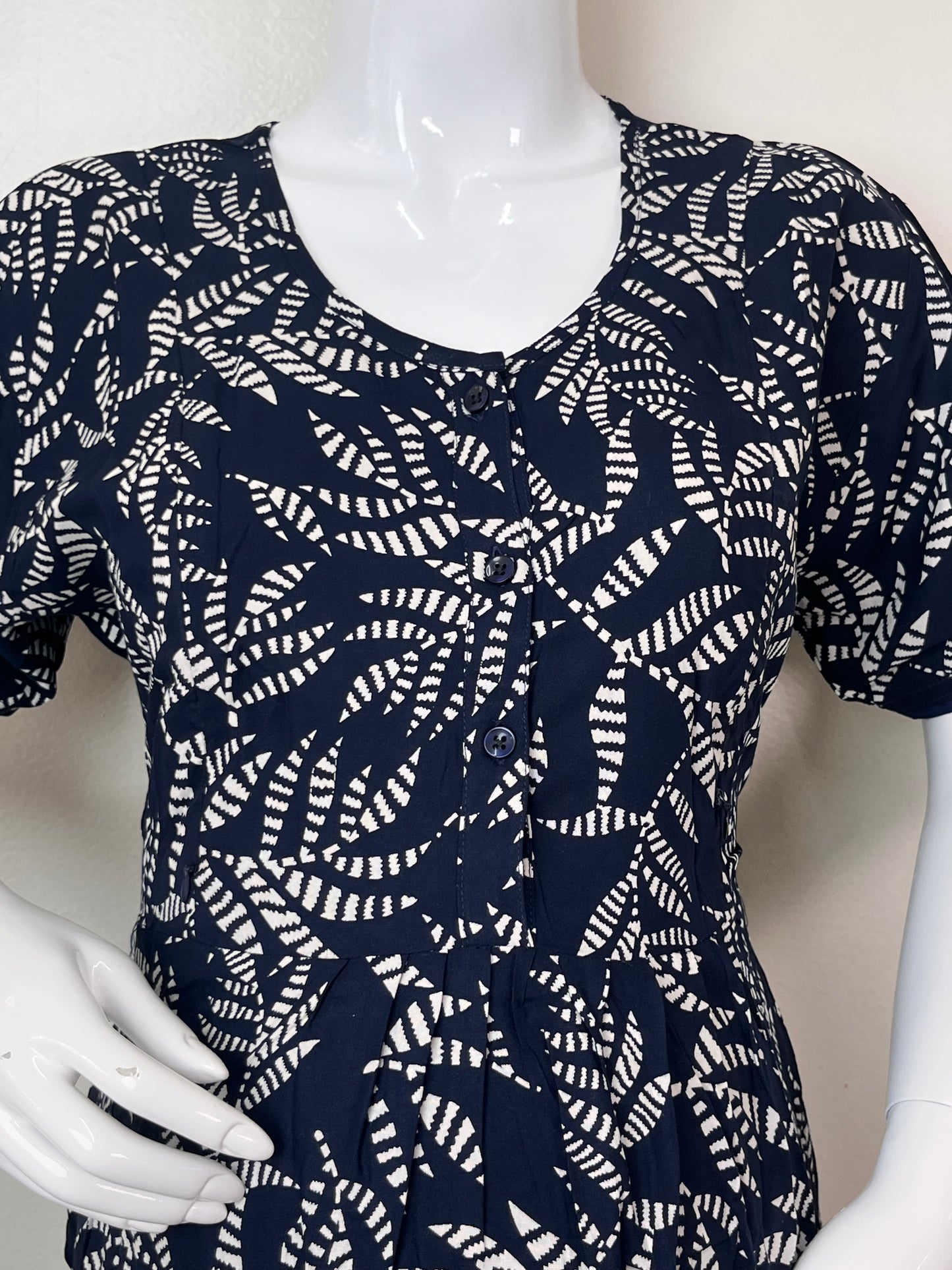 Navy Blue Rayon Fabric Maternity Comfort Gown