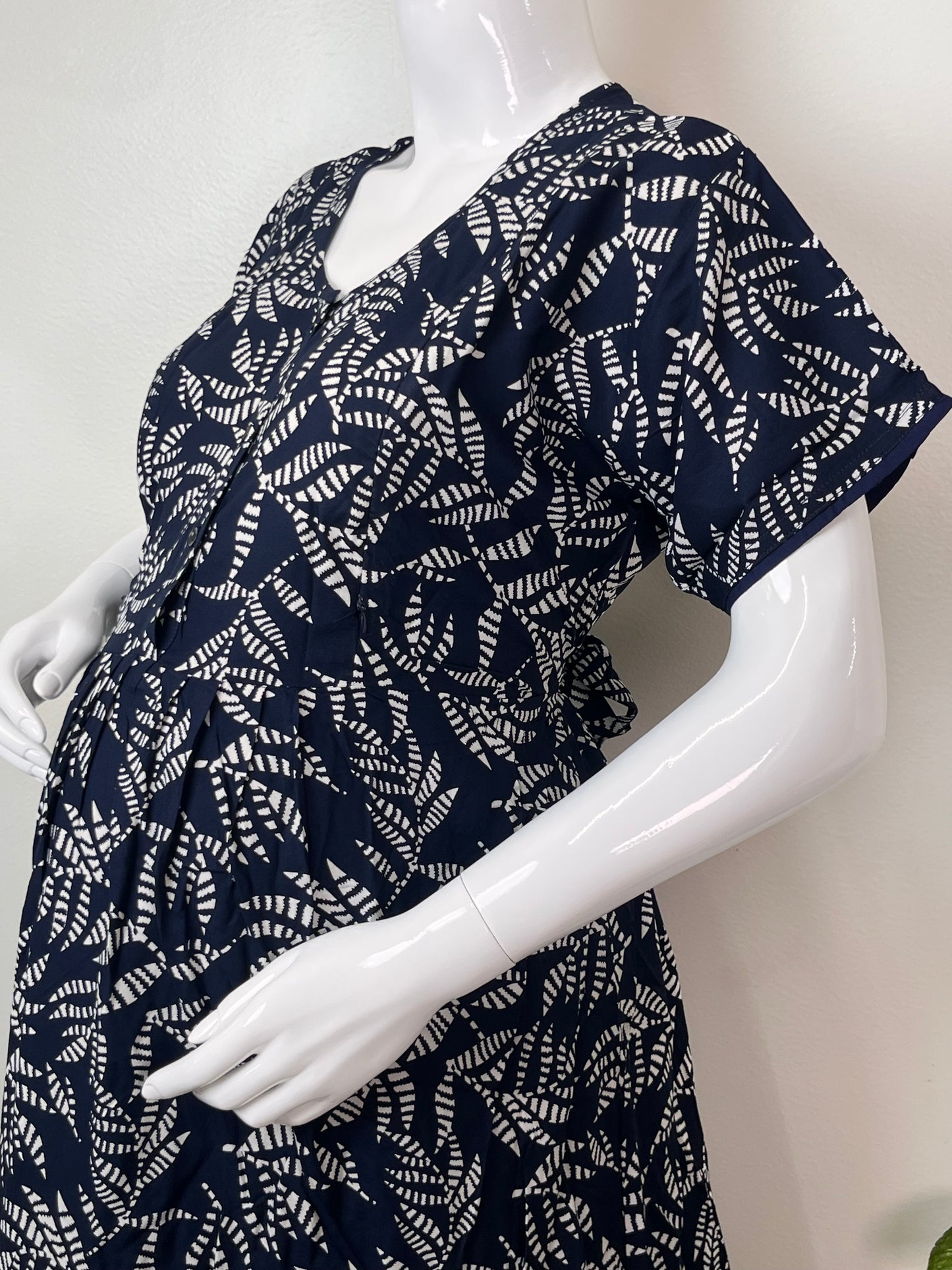 Navy Blue Rayon Fabric Maternity Comfort Gown
