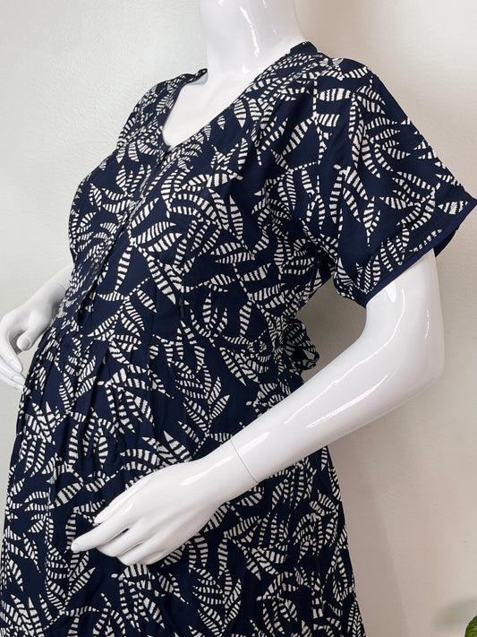 Navy Blue Rayon Fabric Maternity Comfort Gown