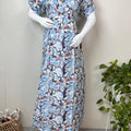 Rayon Fabric Blue & Brown Feeding Gown for Women