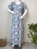 Rayon Fabric Blue & Brown Feeding Gown for Women