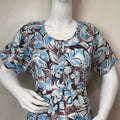 Rayon Fabric Blue & Brown Feeding Gown for Women
