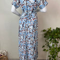 Rayon Fabric Blue & Brown Feeding Gown for Women