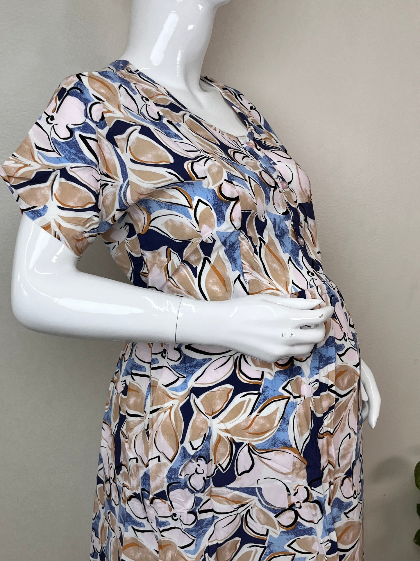 Comfort and Care Yellow & Blue Rayon Maternity Gown
