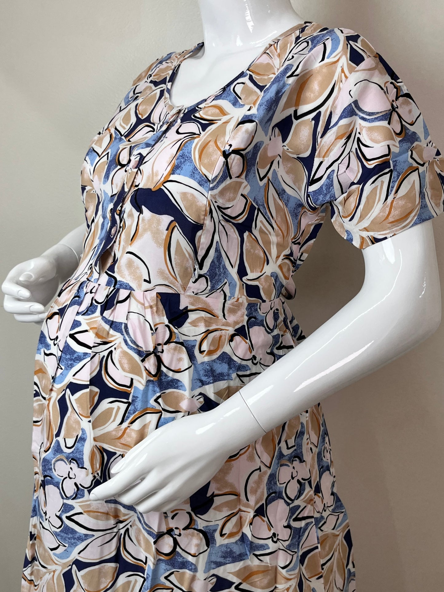 Comfort and Care Yellow & Blue Rayon Maternity Gown