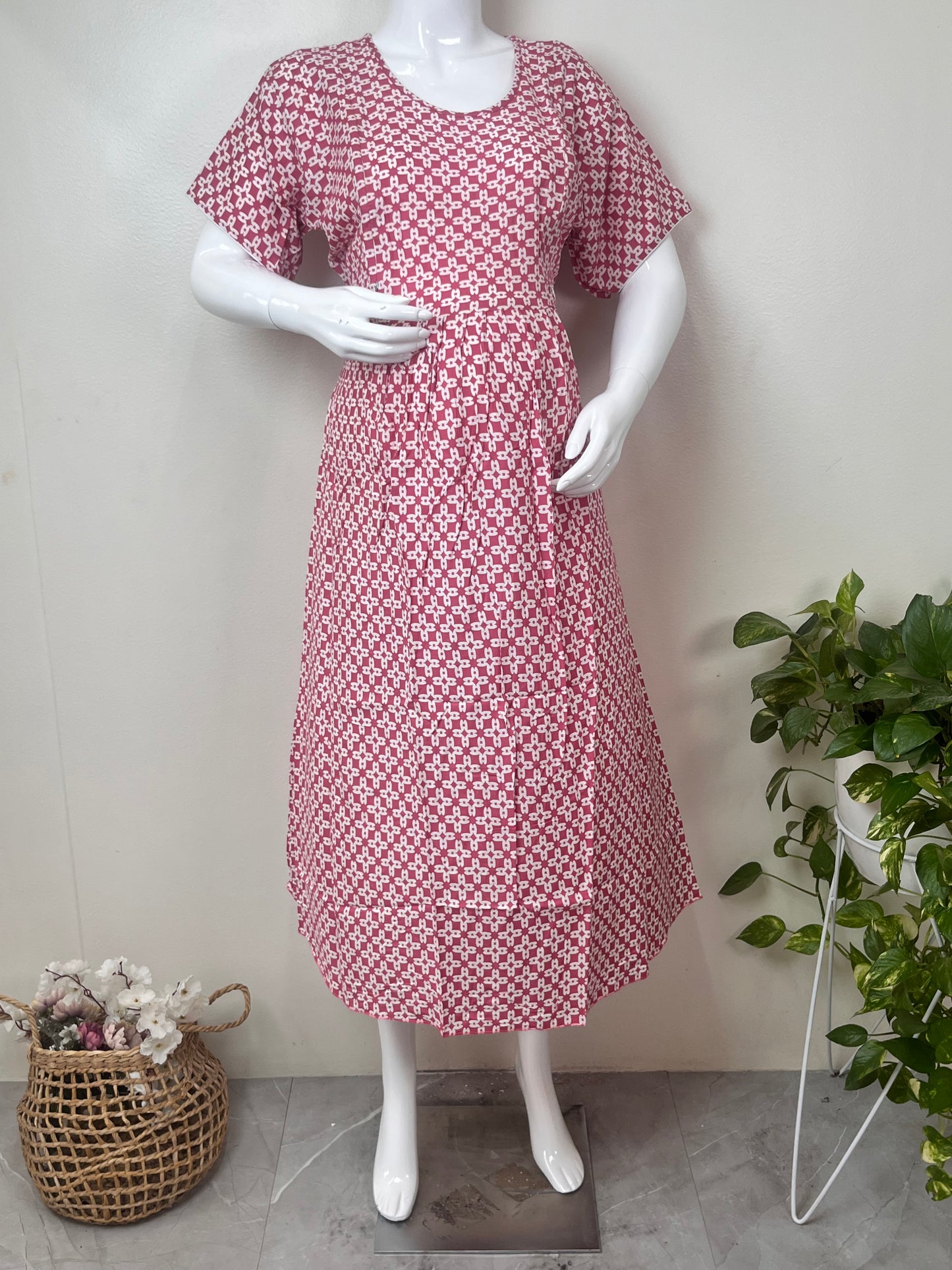 Baby Pink Maternity Rayon Fabric Bliss Gown