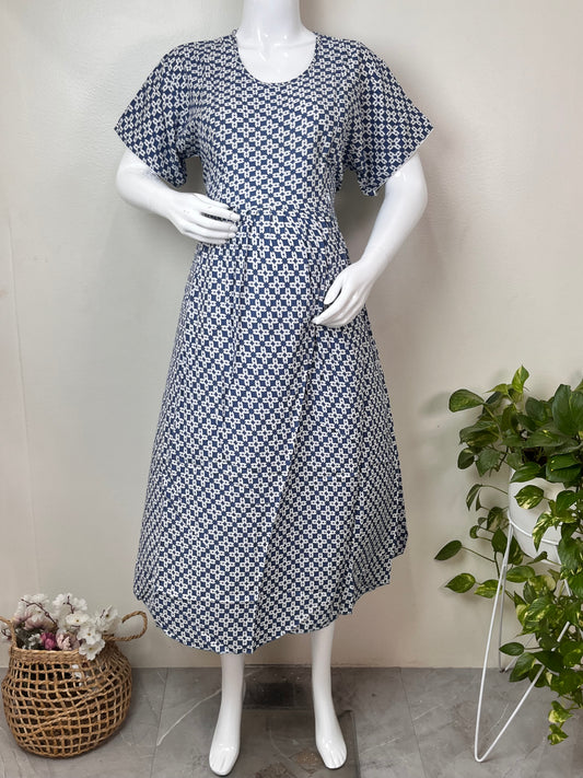 Blue Rayon Fabric Gentle Touch Maternity Gown