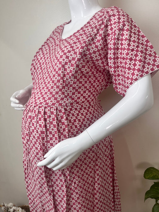 Baby Pink Maternity Rayon Fabric Bliss Gown