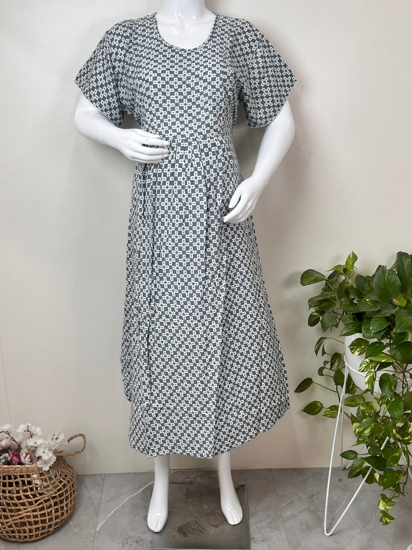Gray Rayon Fabric Everyday Elegance Maternity Gown