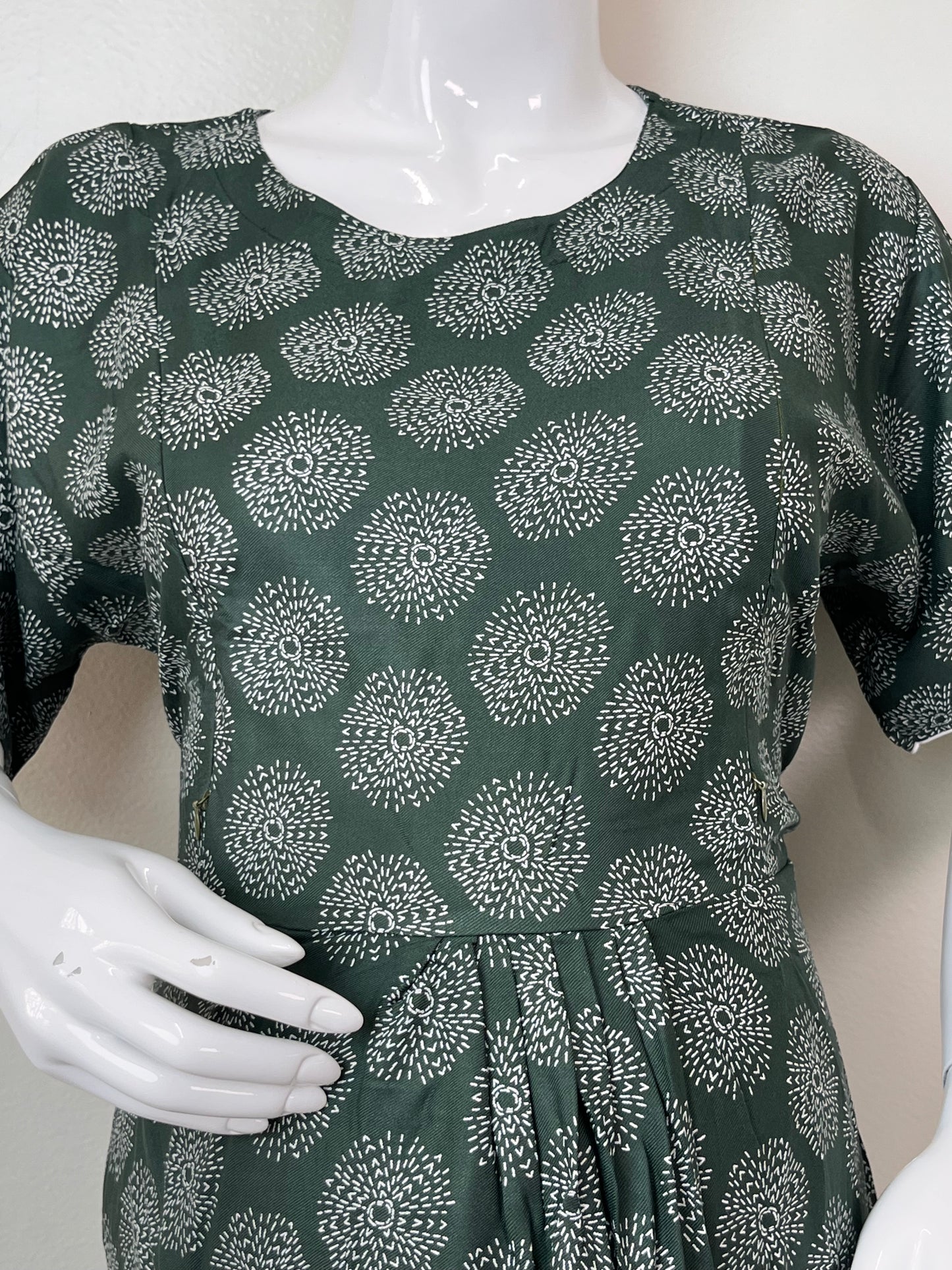 Cozy Care Bottle Green Rayon Fabric Maternity Gown