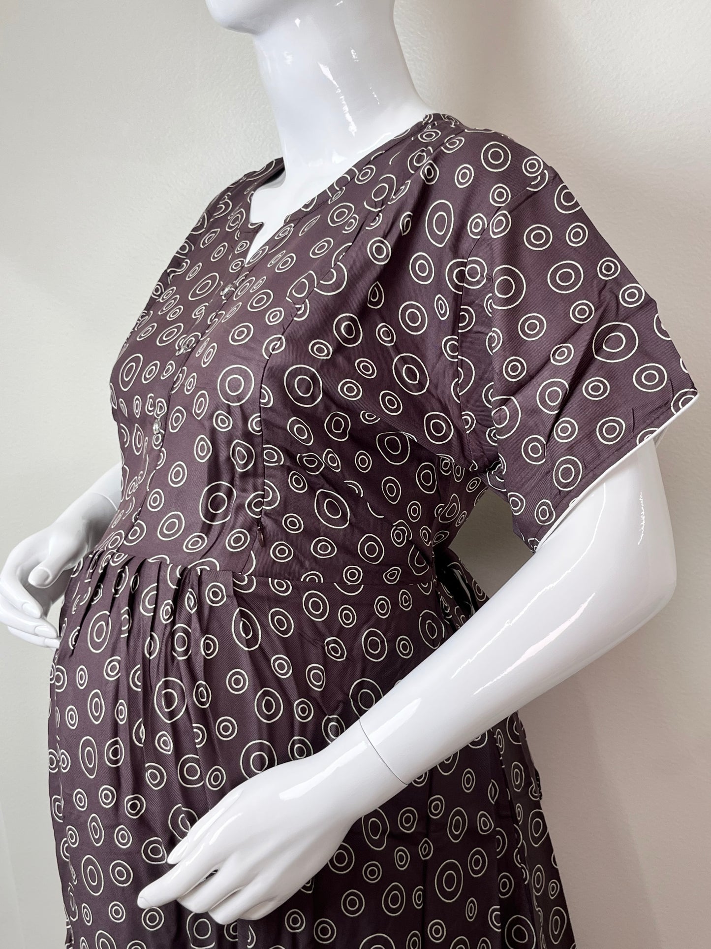 Maternity Feeding Rayon Fabric Gown with Convenient Nursing Access
