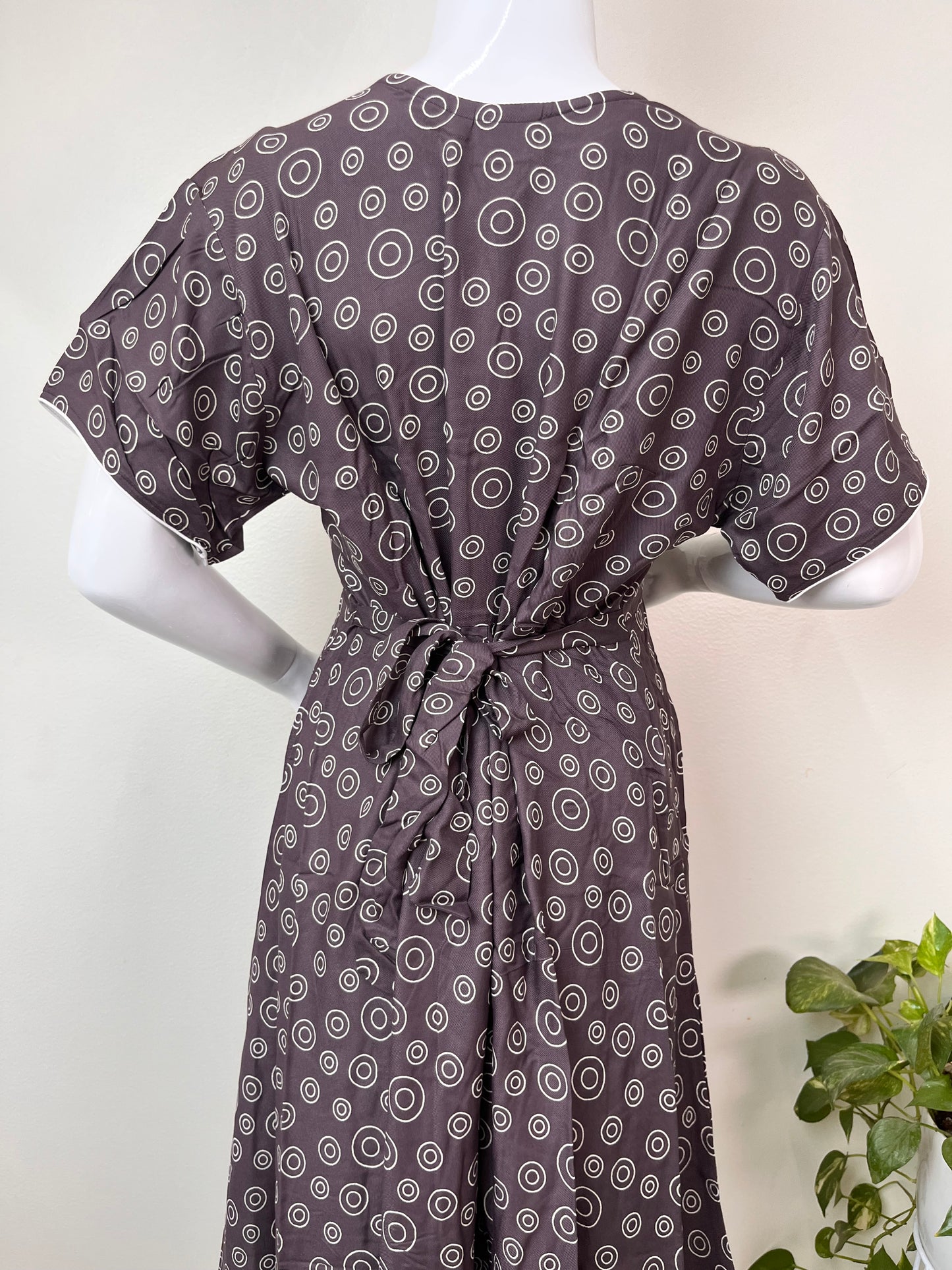 Maternity Feeding Rayon Fabric Gown with Convenient Nursing Access
