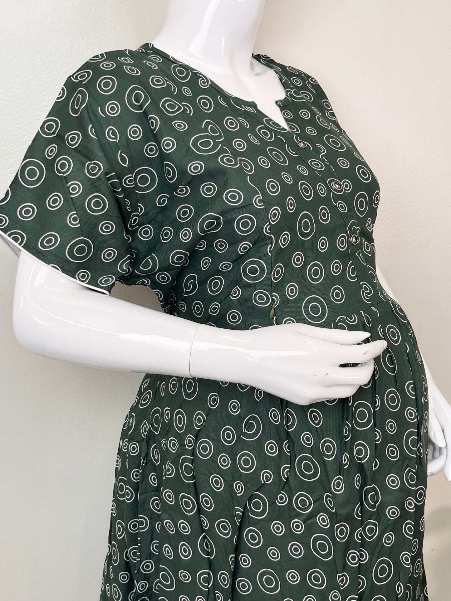 Bottle Green Premium Comfort Rayon Fabric Maternity Gown