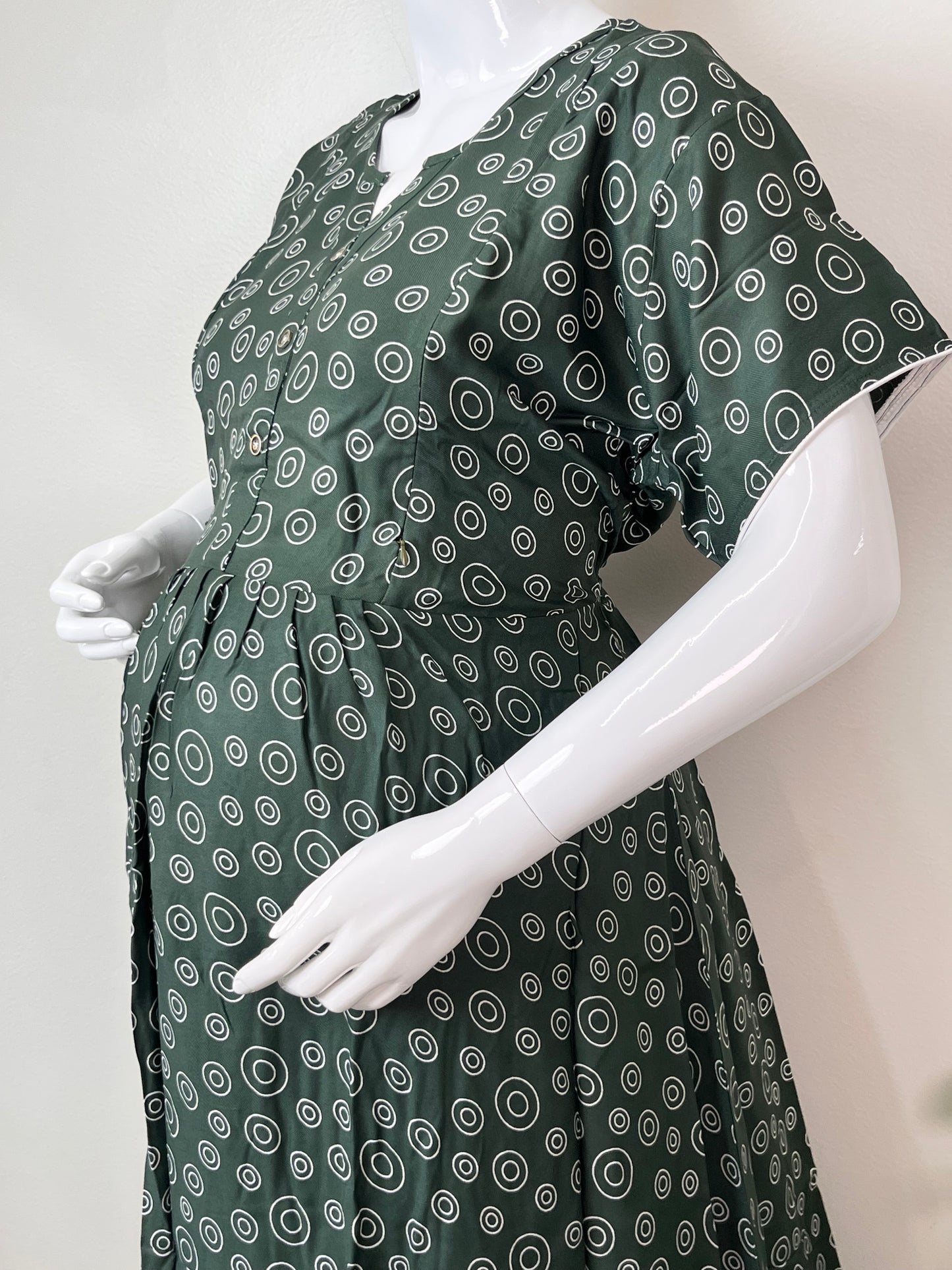 Bottle Green Premium Comfort Rayon Fabric Maternity Gown