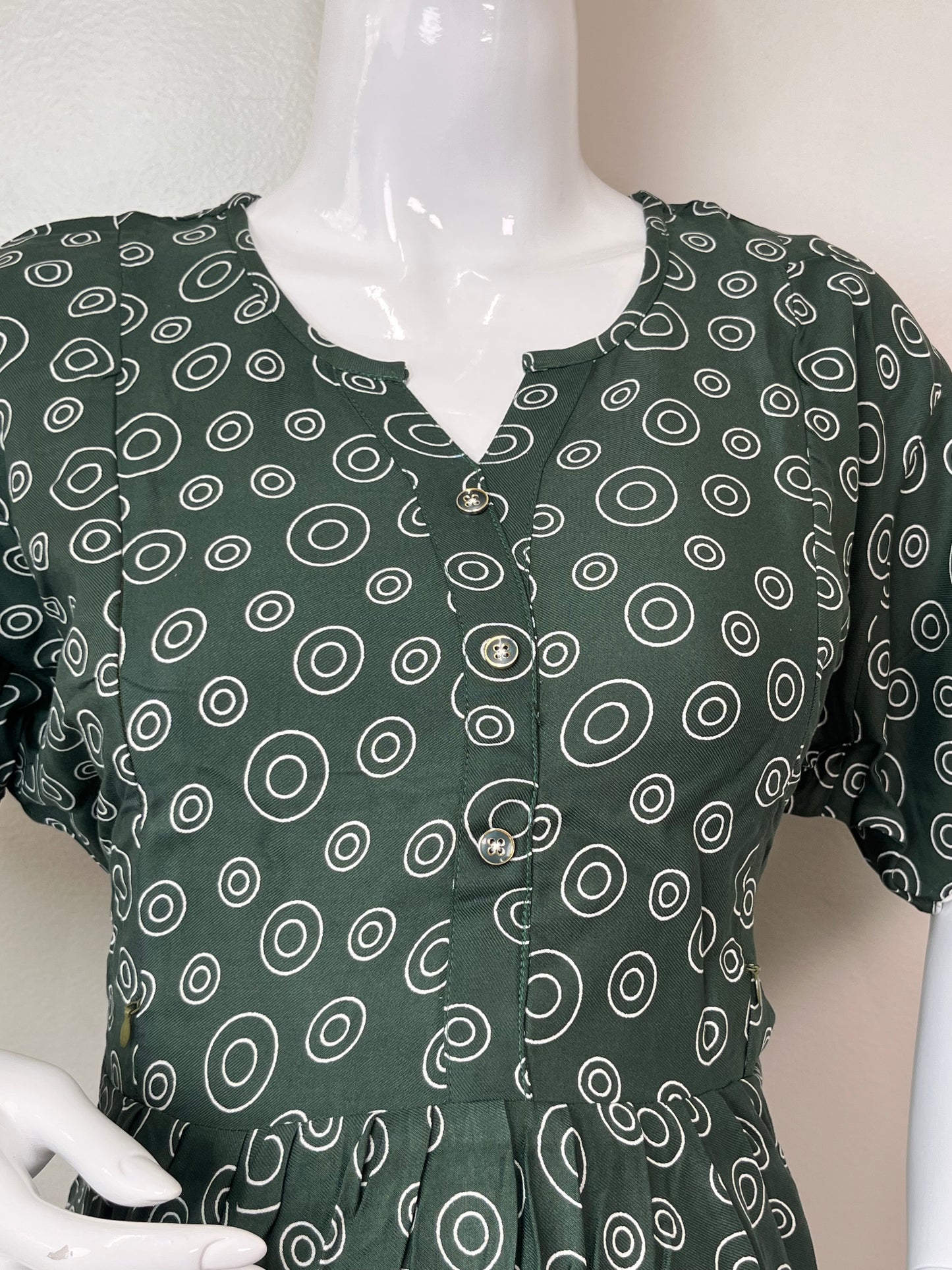 Bottle Green Premium Comfort Rayon Fabric Maternity Gown