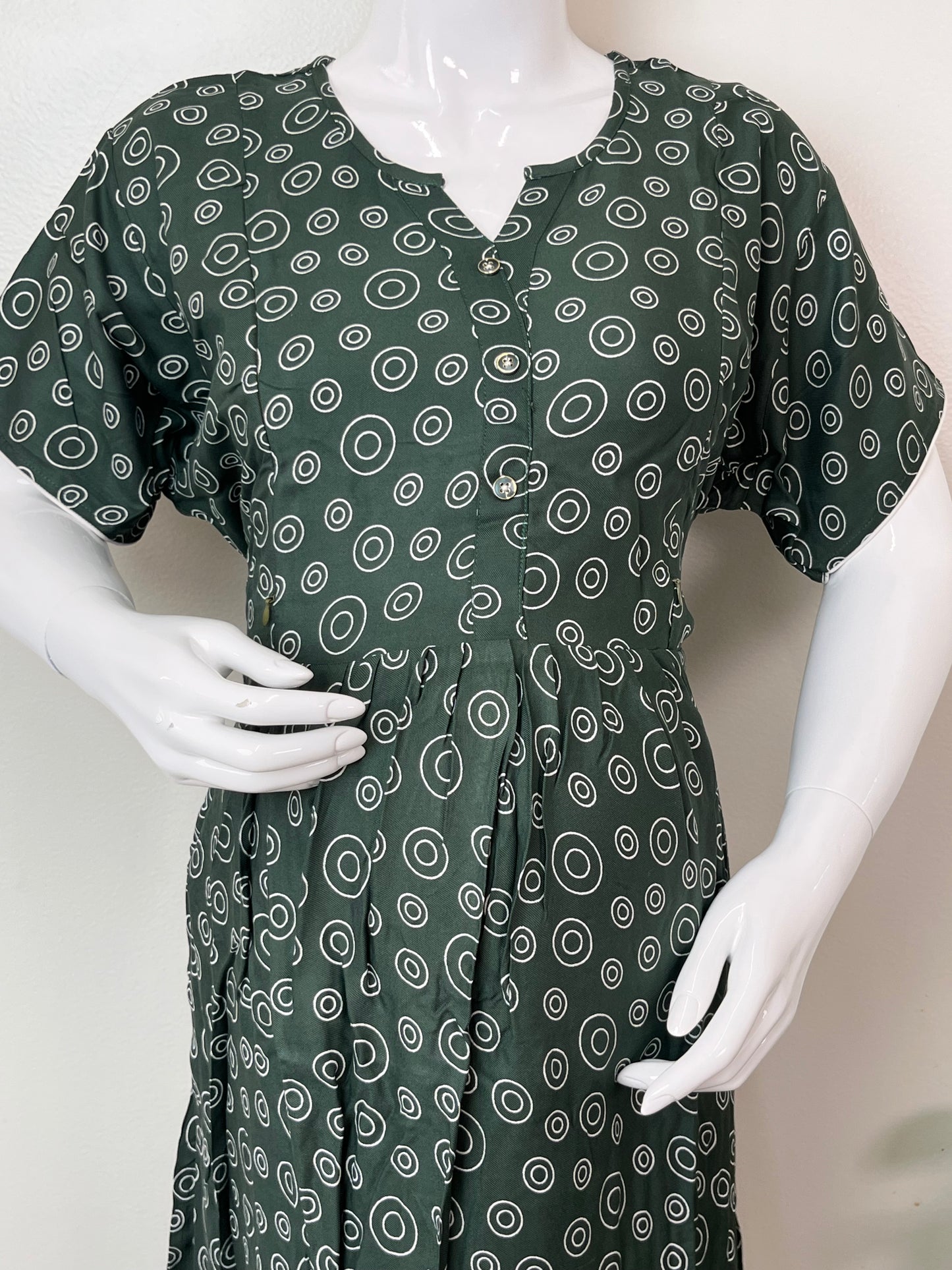 Bottle Green Premium Comfort Rayon Fabric Maternity Gown