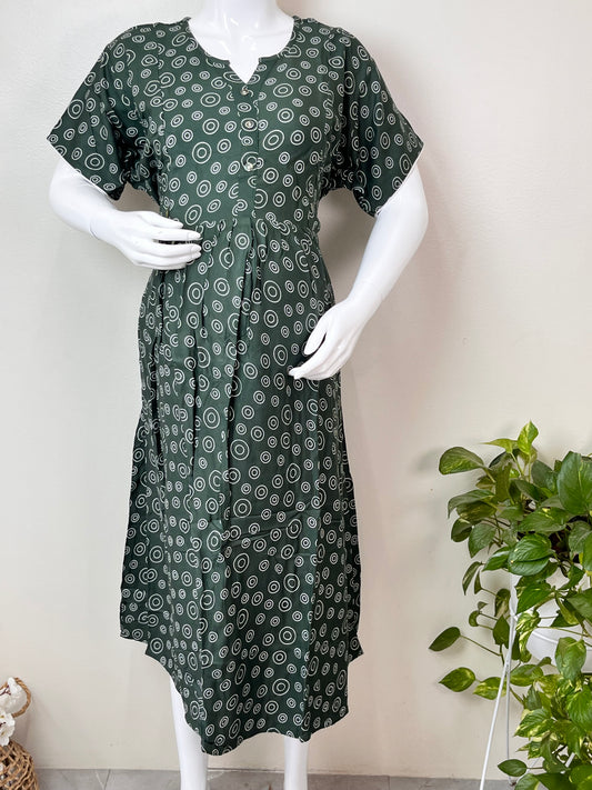 Bottle Green Premium Comfort Rayon Fabric Maternity Gown