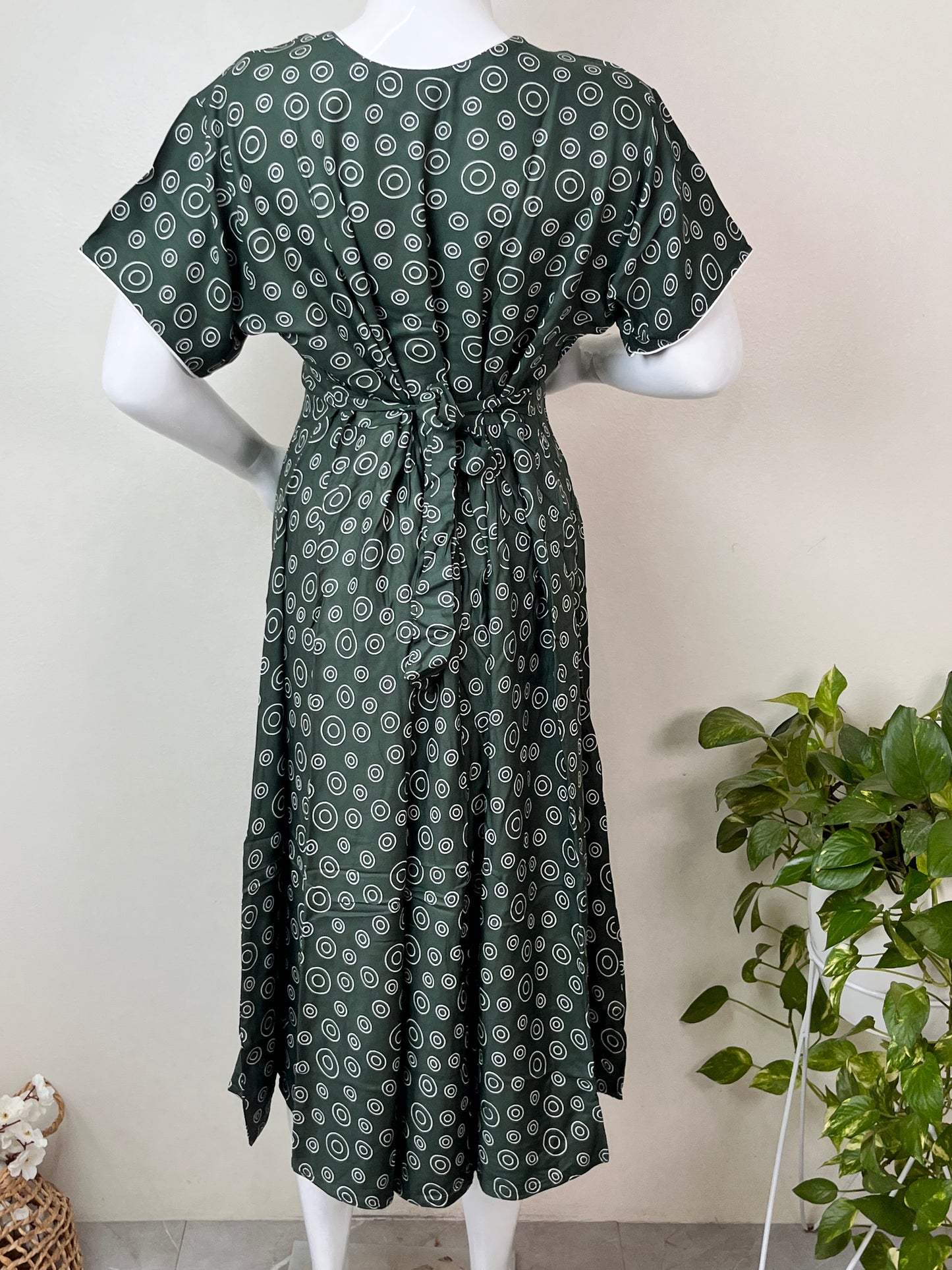 Bottle Green Premium Comfort Rayon Fabric Maternity Gown