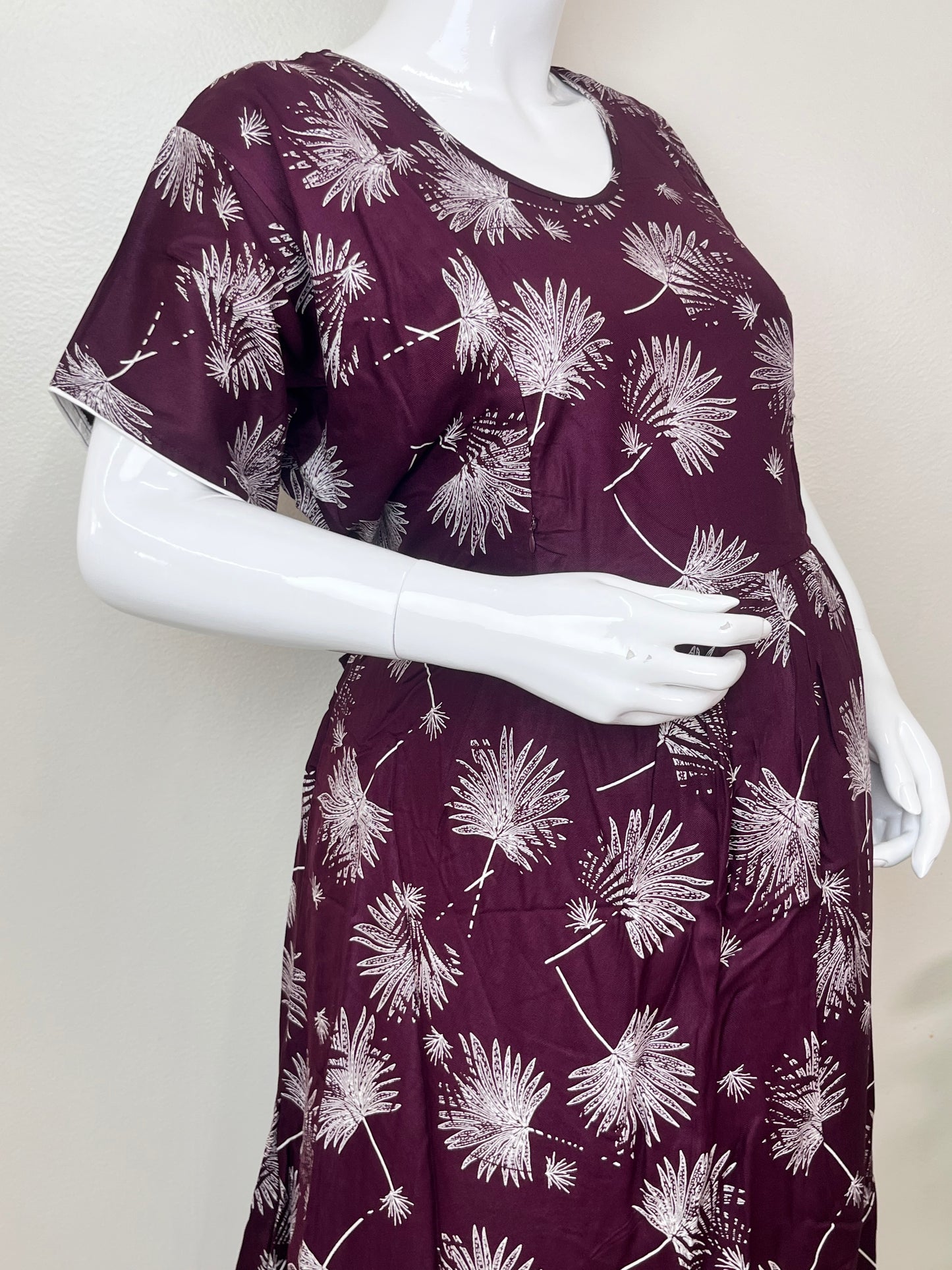 Soft Care Wine Rayon Fabric Maternity Gown