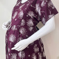 Soft Care Wine Rayon Fabric Maternity Gown