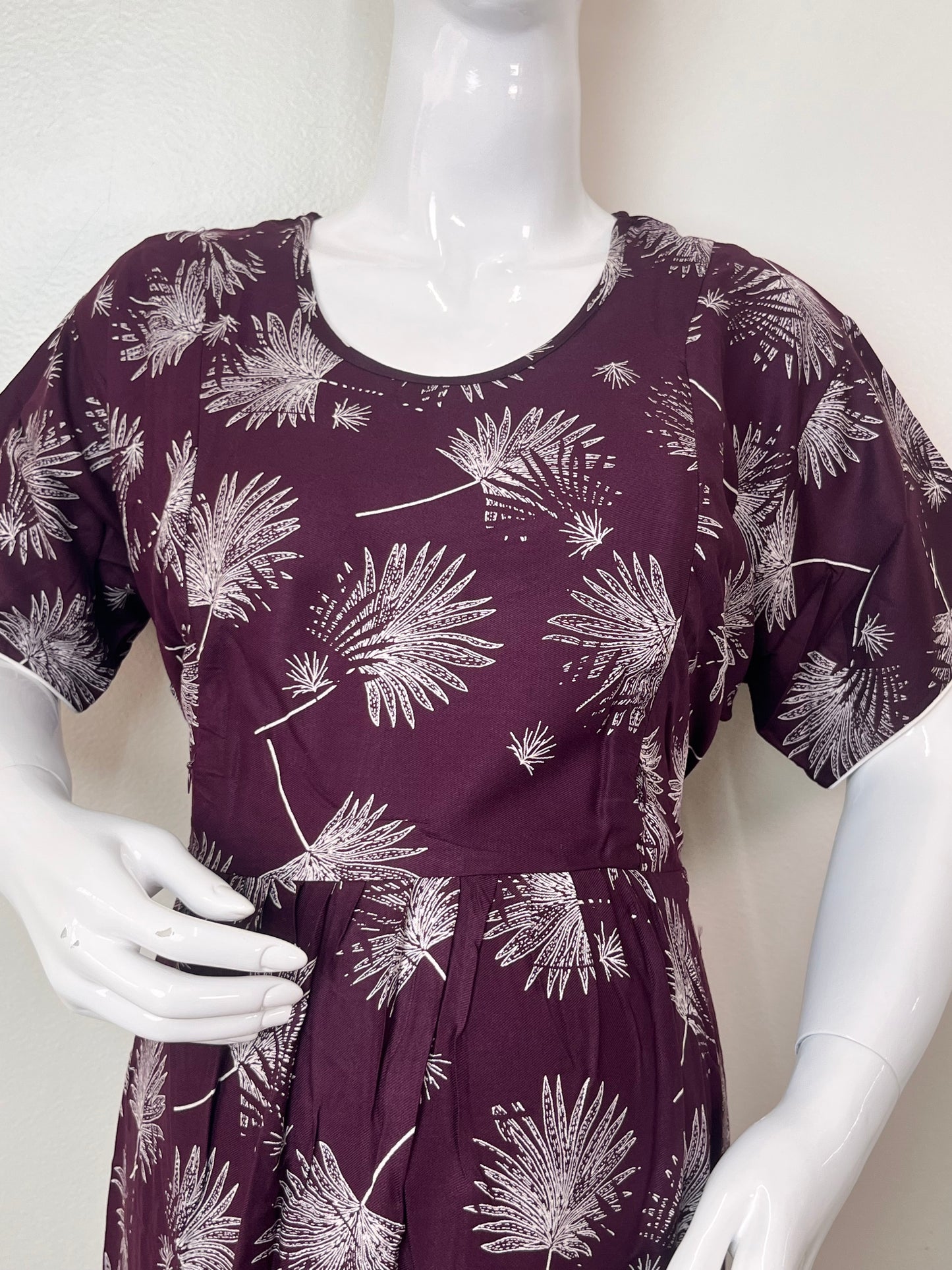 Soft Care Wine Rayon Fabric Maternity Gown