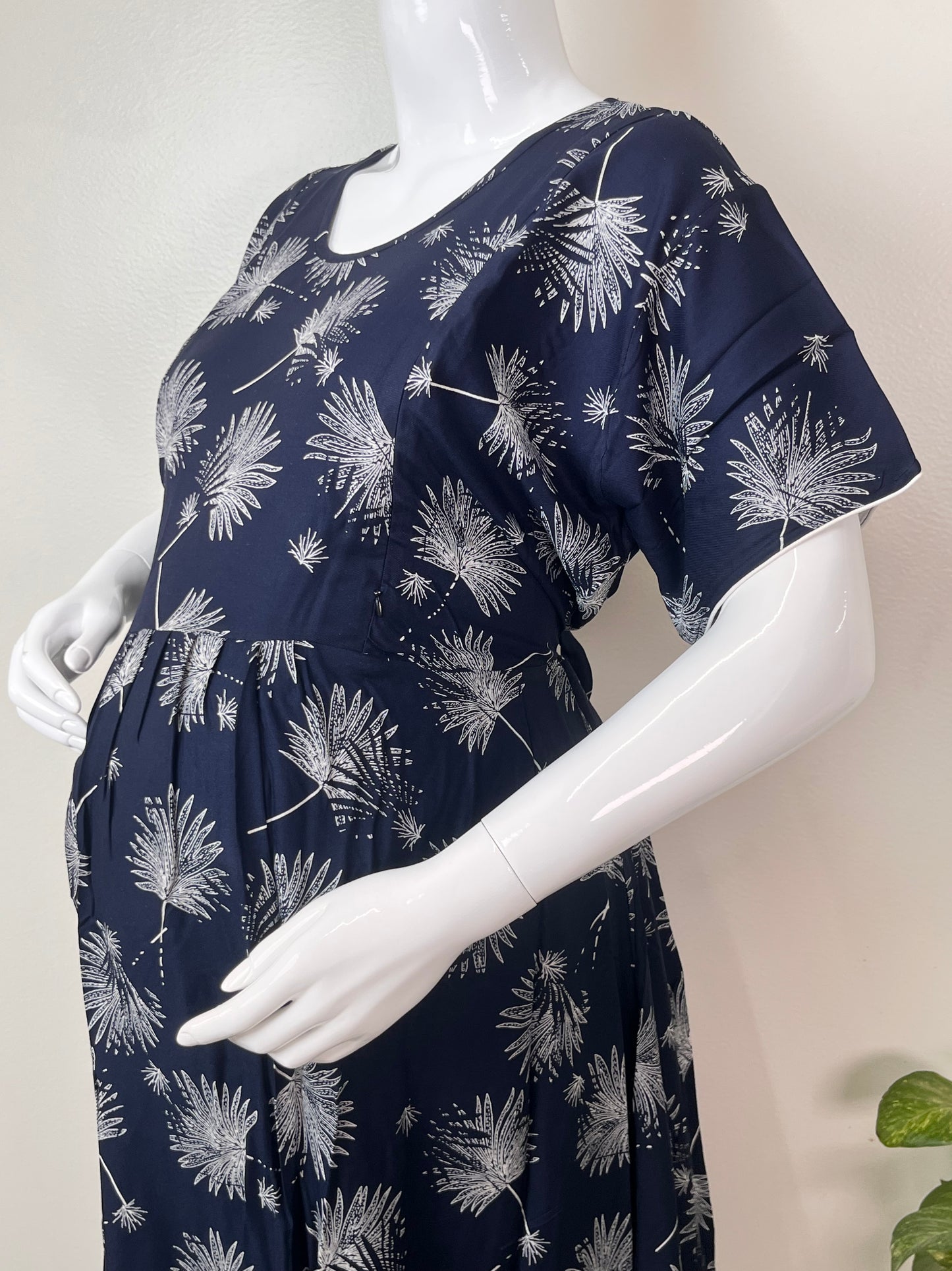 Essential Fit Comfort Navy Blue Rayon Fabric Maternity Gown