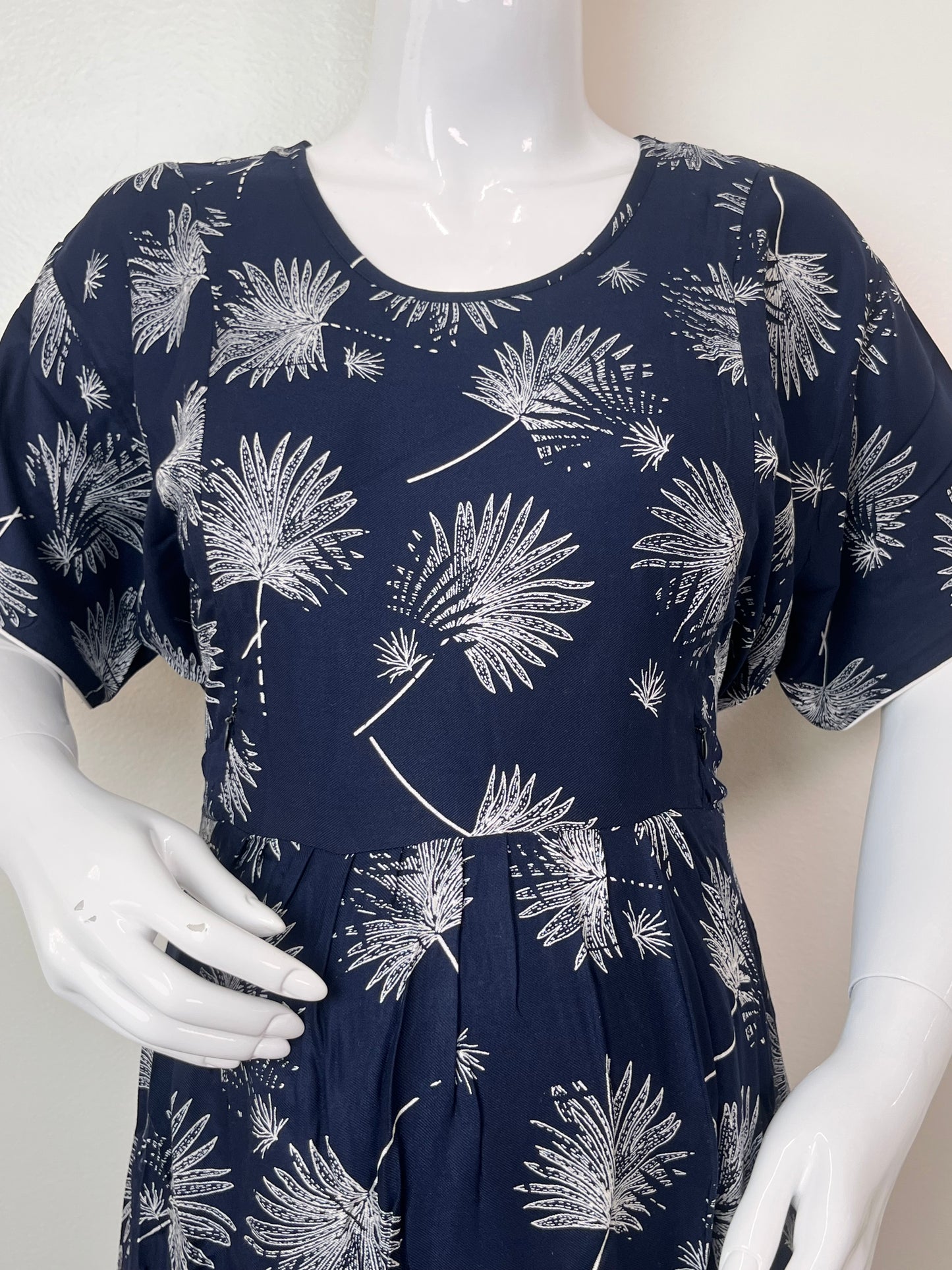 Essential Fit Comfort Navy Blue Rayon Fabric Maternity Gown