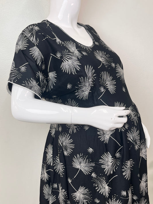 Motherhood Bliss Black Rayon Fabric Maternity Gown