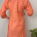Orange Soft and Breathable Pure Cotton Maternity Kurti