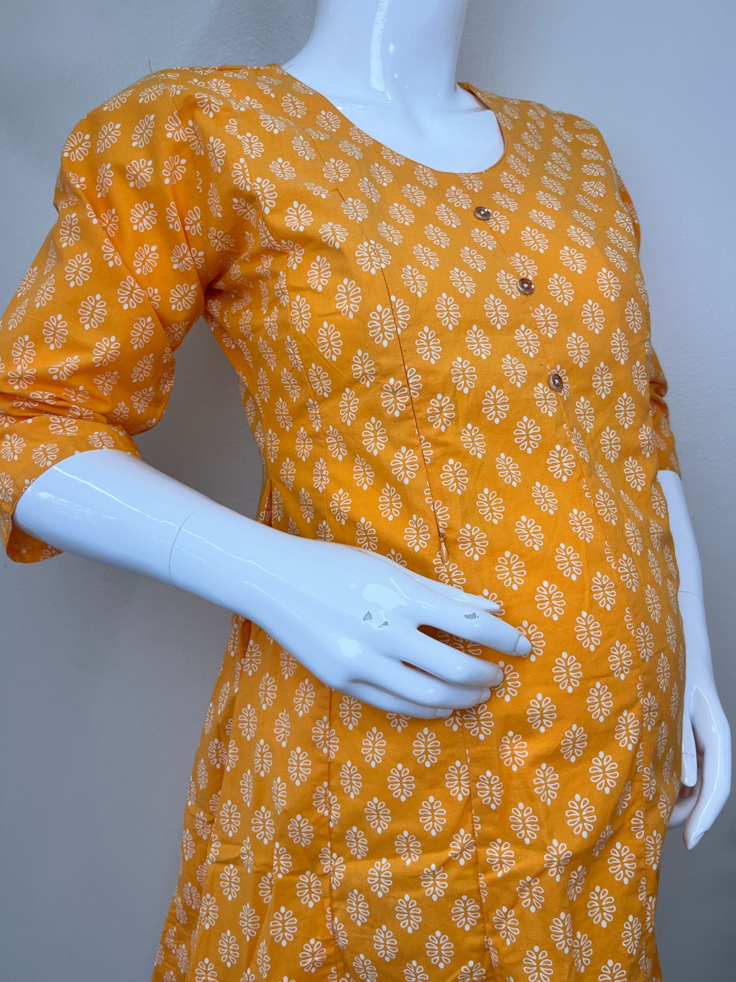 Yellow Motherhood Bliss Pure Cotton Maternity Kurti