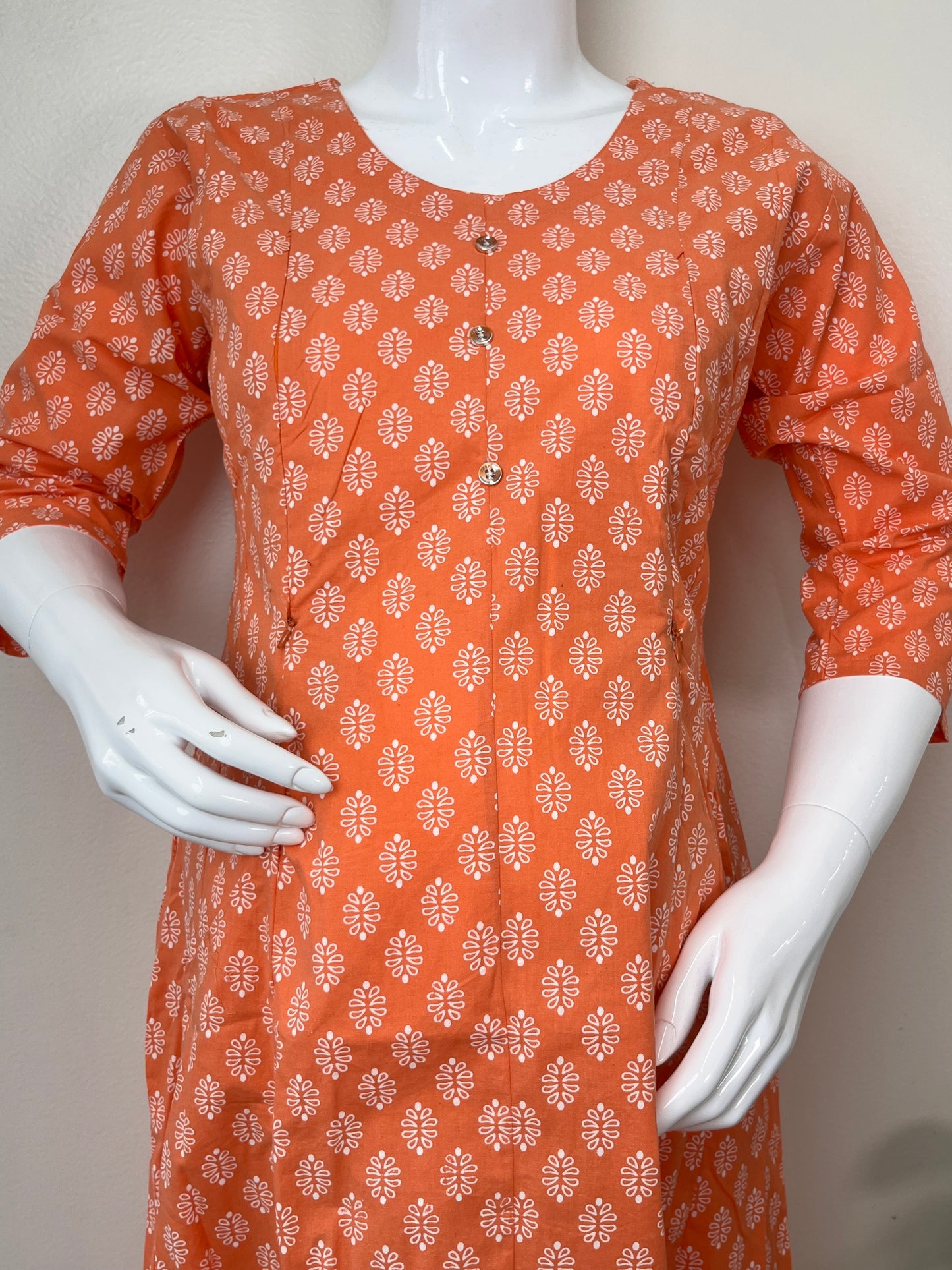 Orange Soft and Breathable Pure Cotton Maternity Kurti