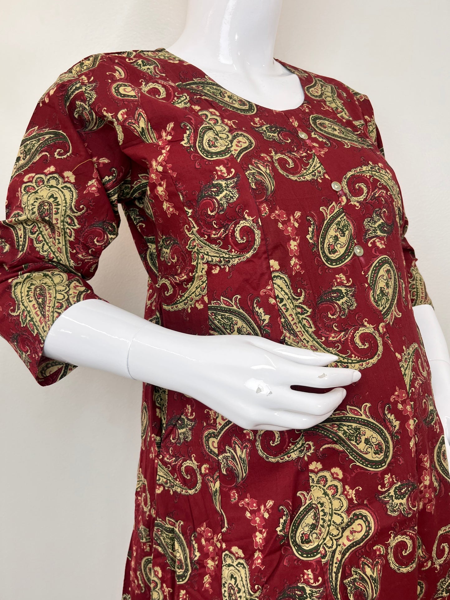 Maroon Everyday Ease Pure Cotton Maternity and Nursing Kurti