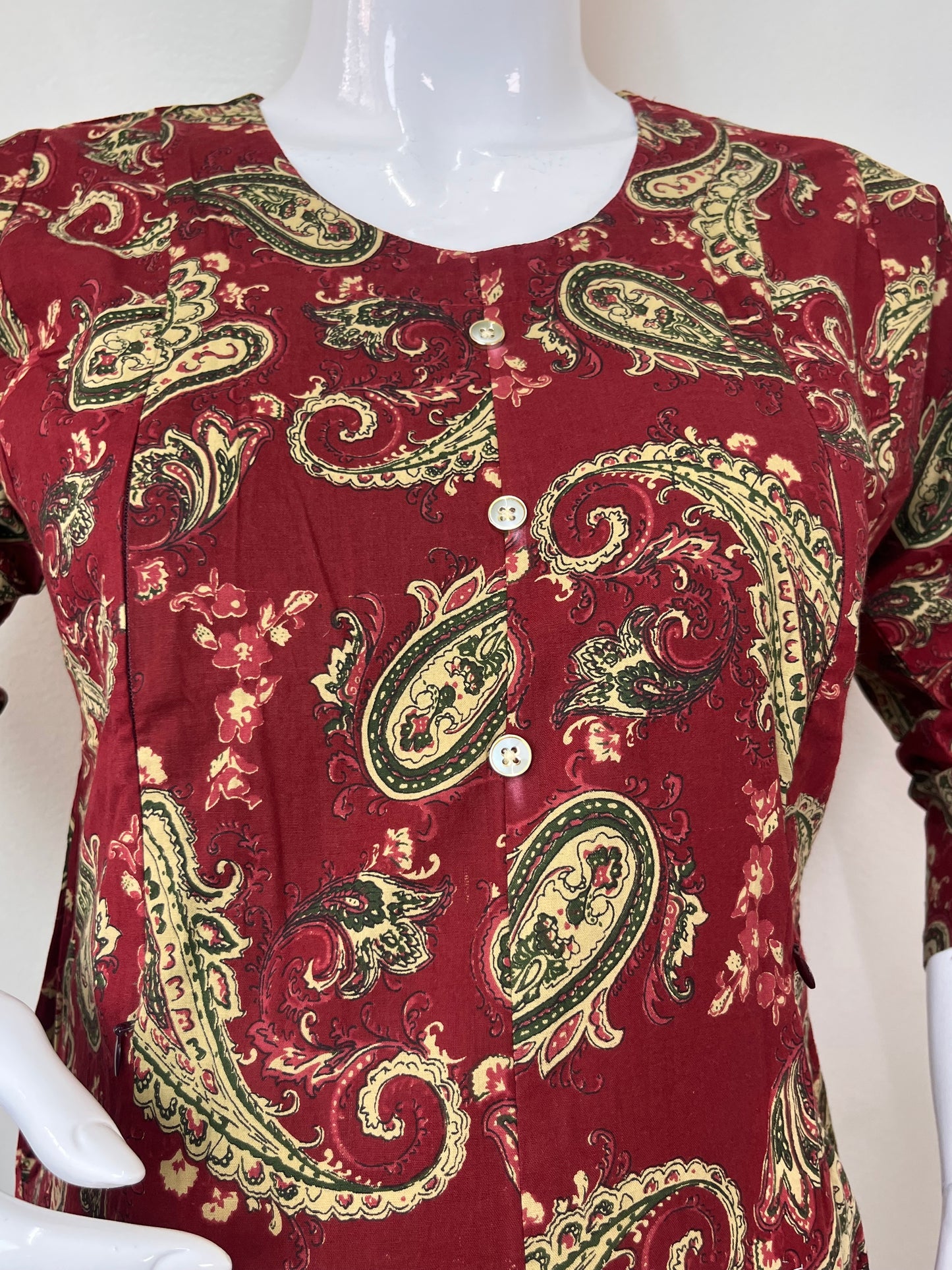 Maroon Everyday Ease Pure Cotton Maternity and Nursing Kurti