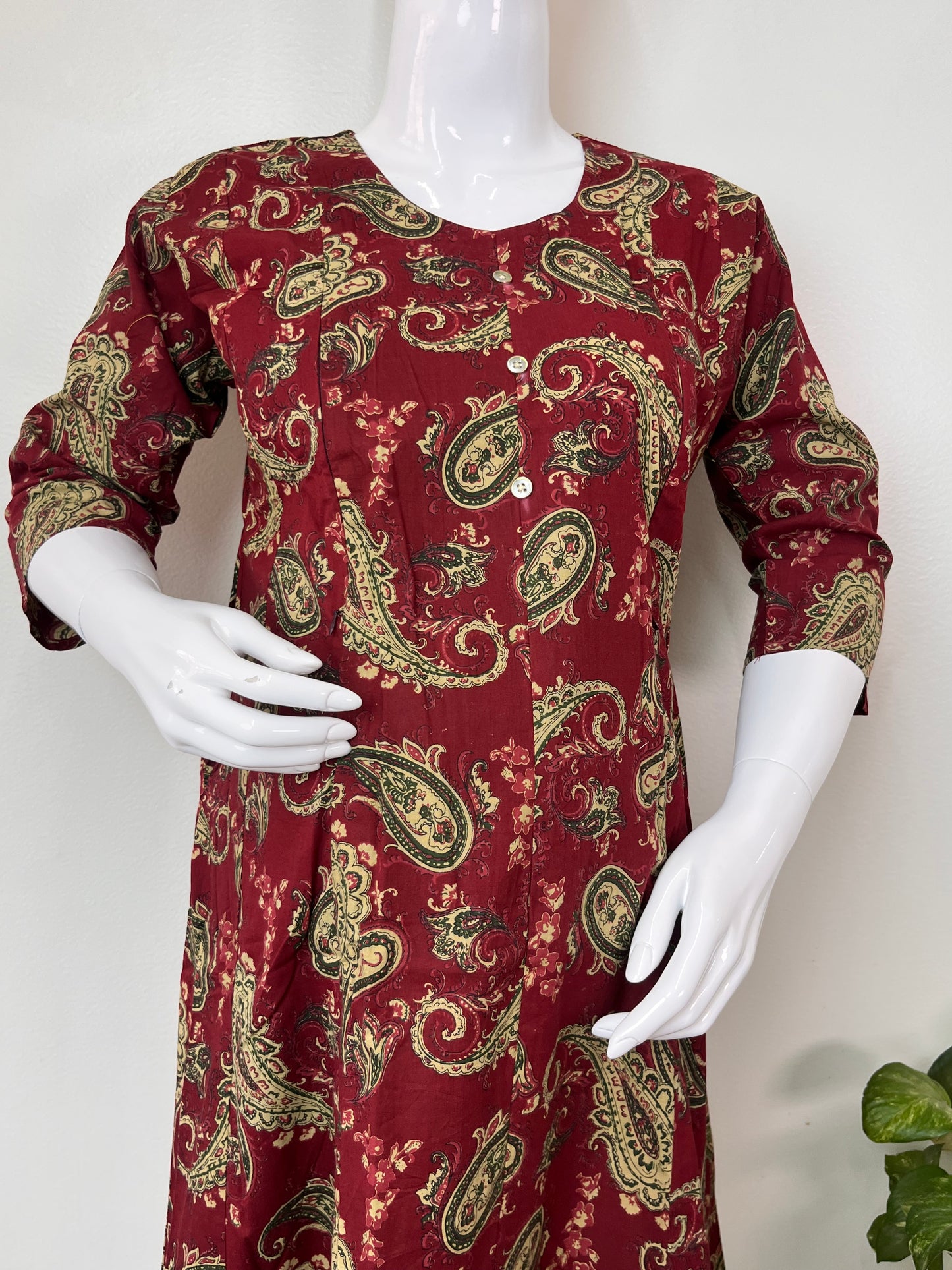 Maroon Everyday Ease Pure Cotton Maternity and Nursing Kurti